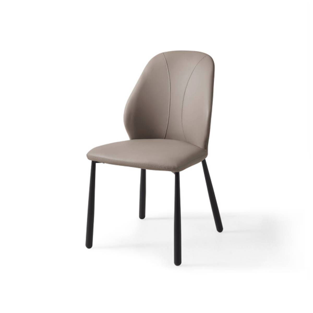 Dark grey modern dining chair with black legs