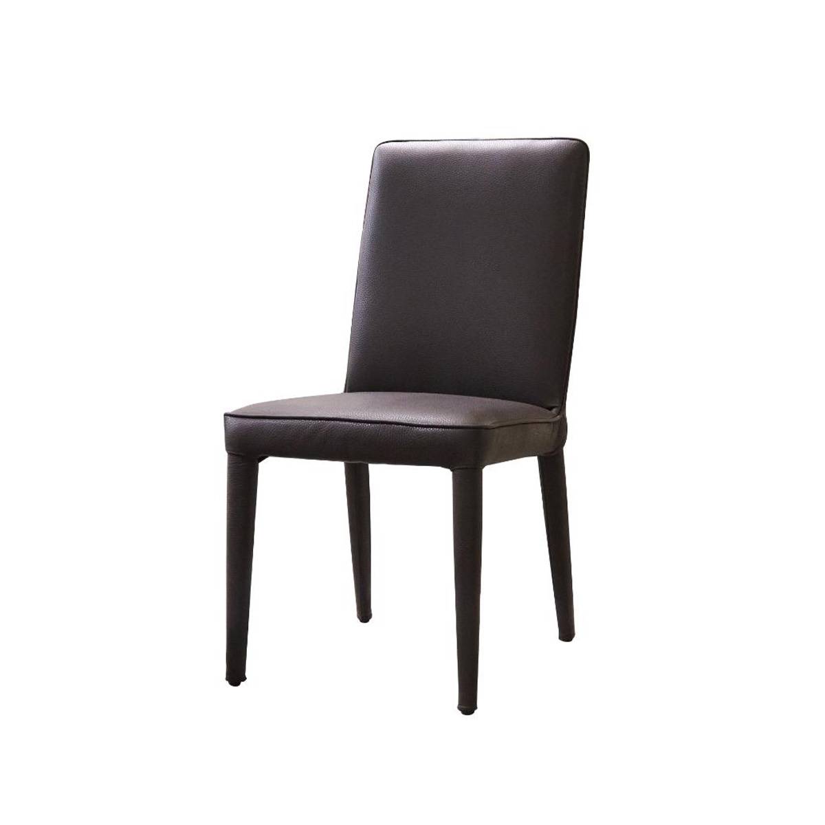 Coffee faux leather dining chair with carbon steel legs