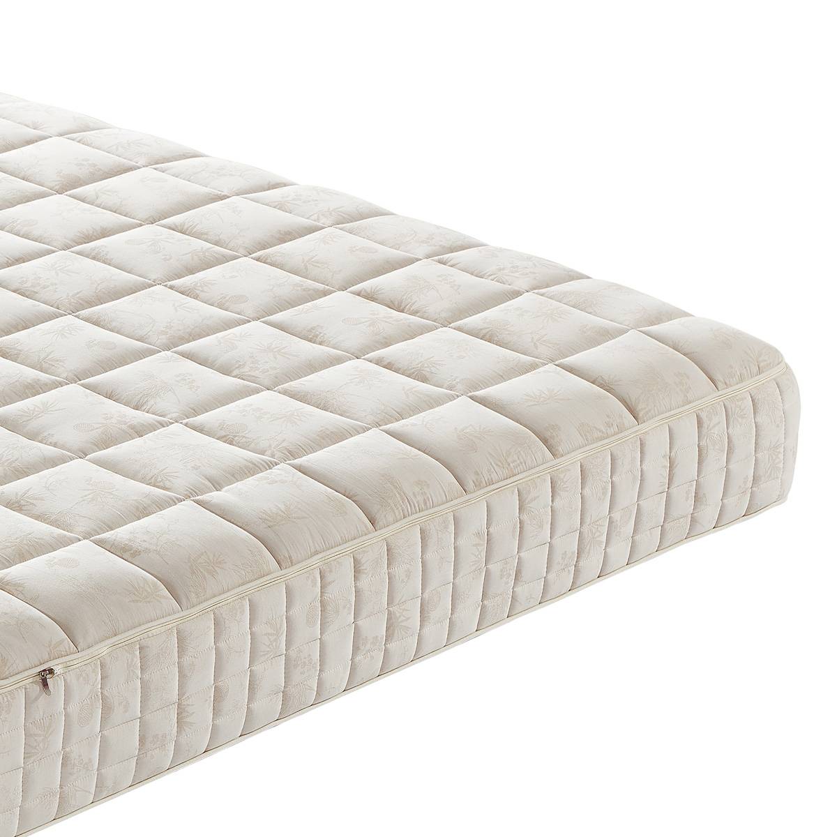 Side view of the mattress showing the zipper and side quilting