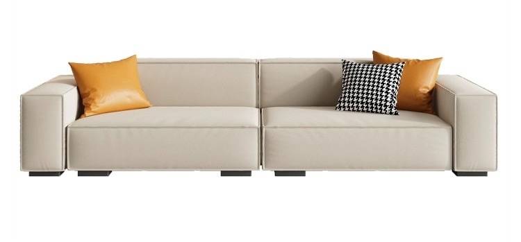 Detail view of the sofa backrest and cushion stitching