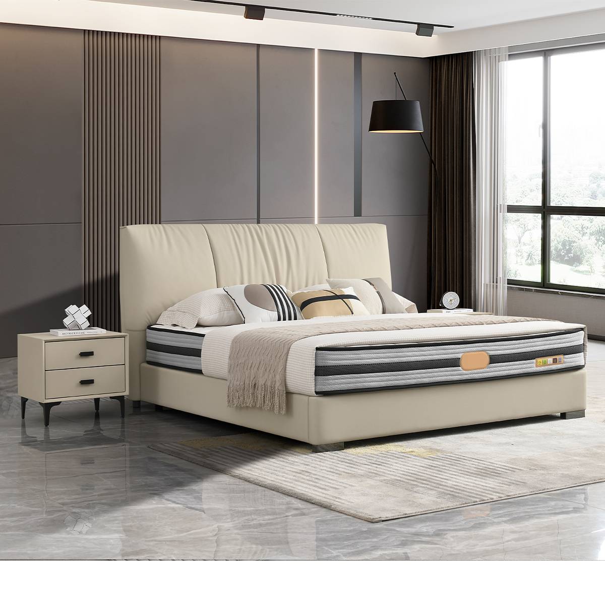 Top-Grain Leather Soft Bed (B04-A8916)
