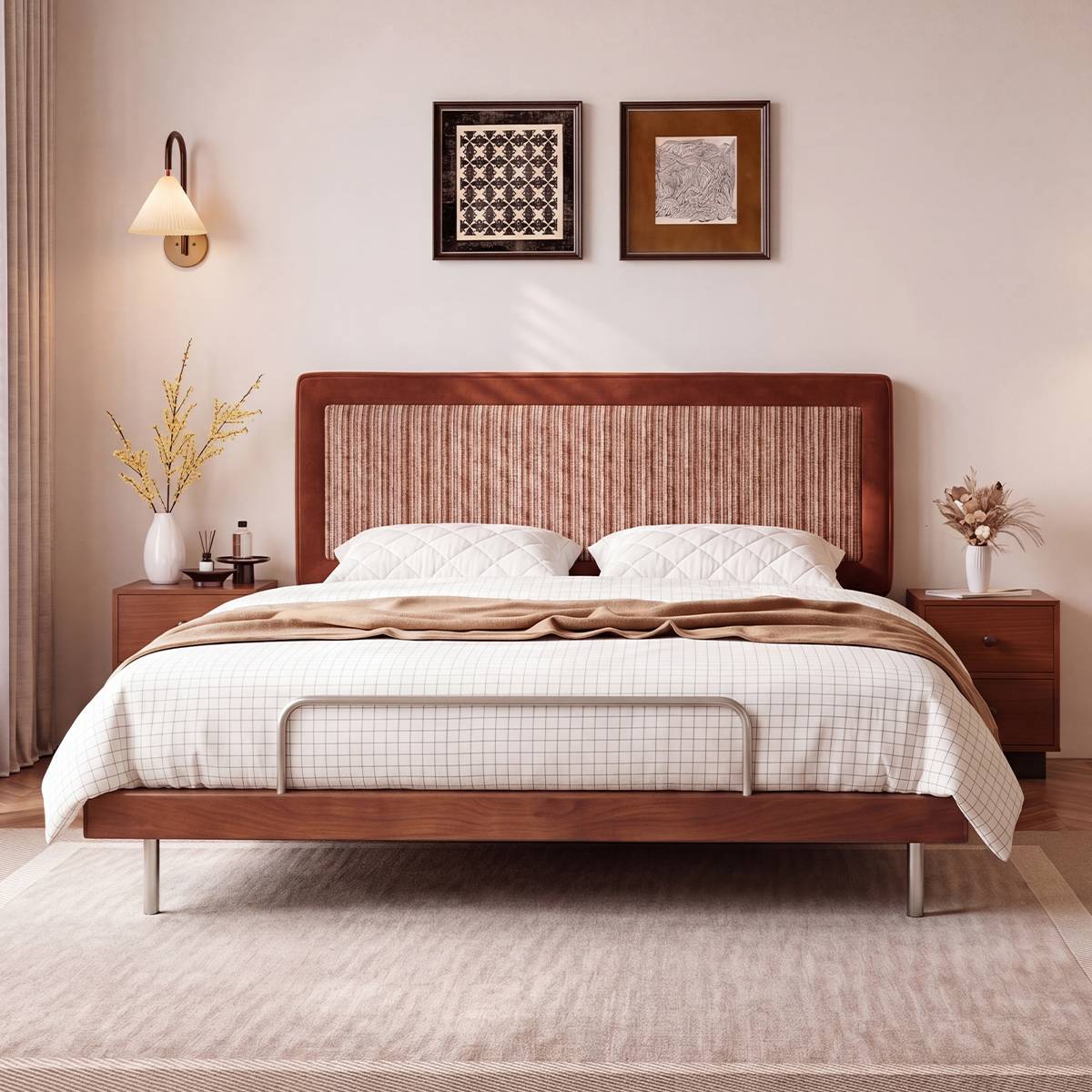 Front view of the bed highlighting the headboard and frame