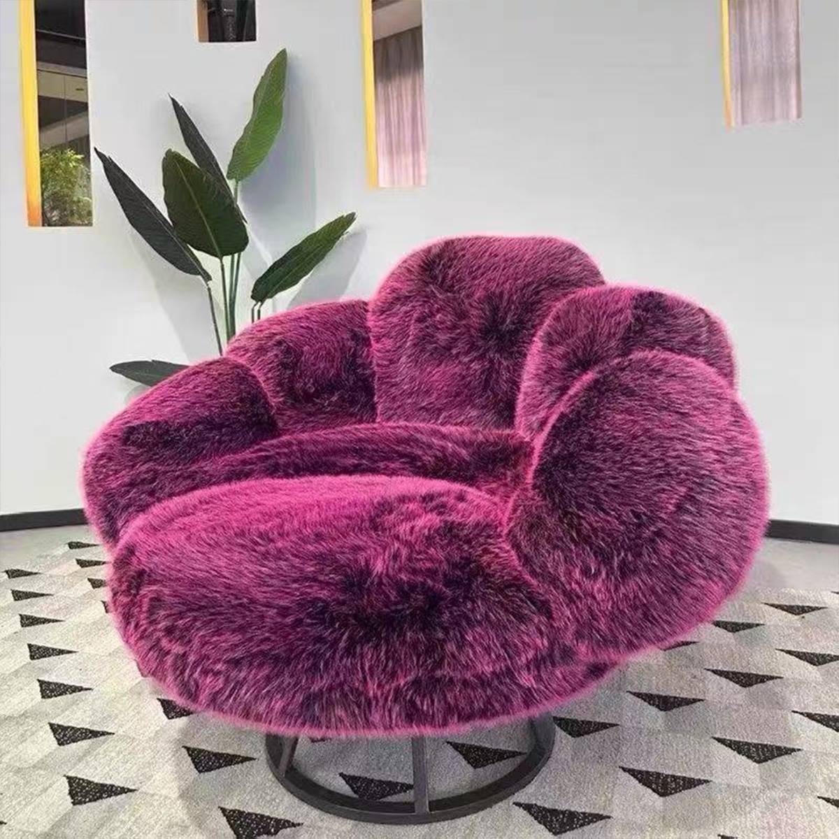 Pink Bear Paw Lounge Chair on a patterned rug