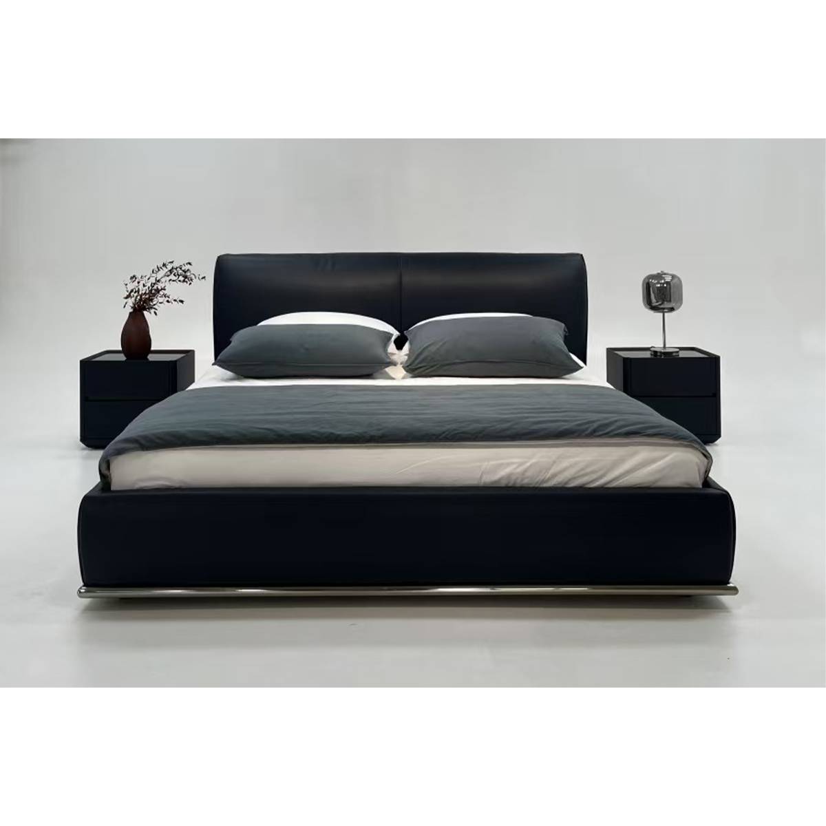 Side angle view of the bed showing the headboard profile