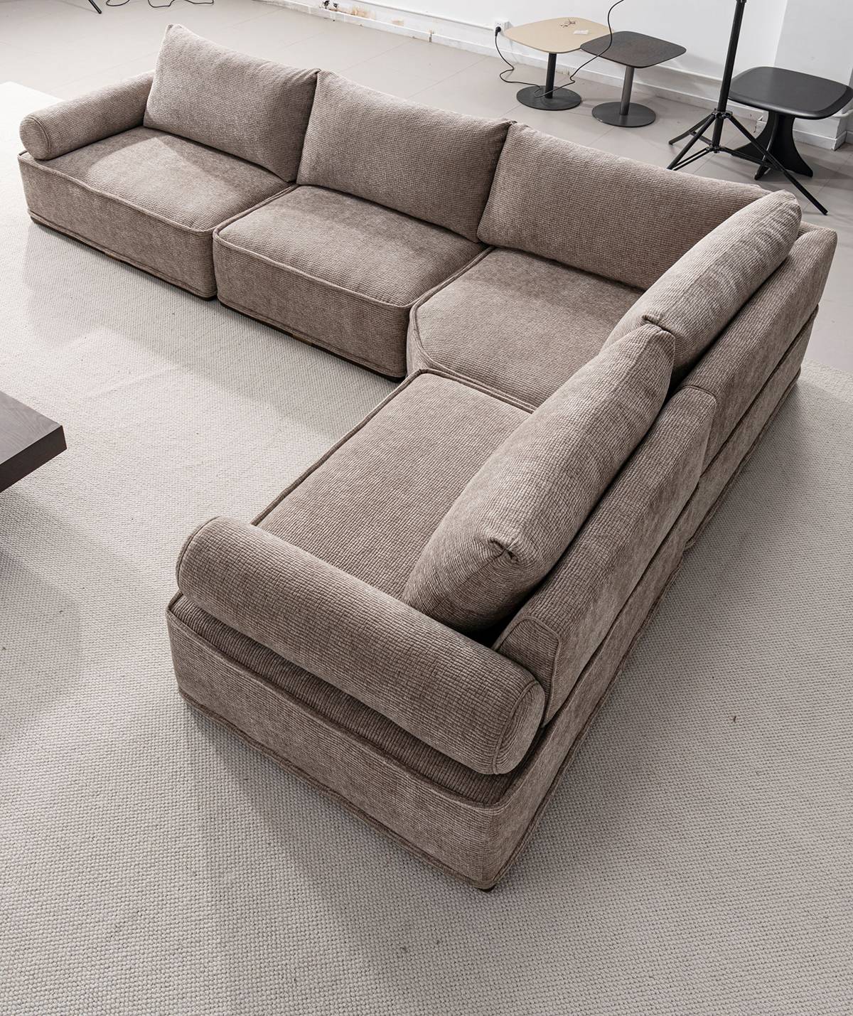 Close-up detail of the sofa fabric texture