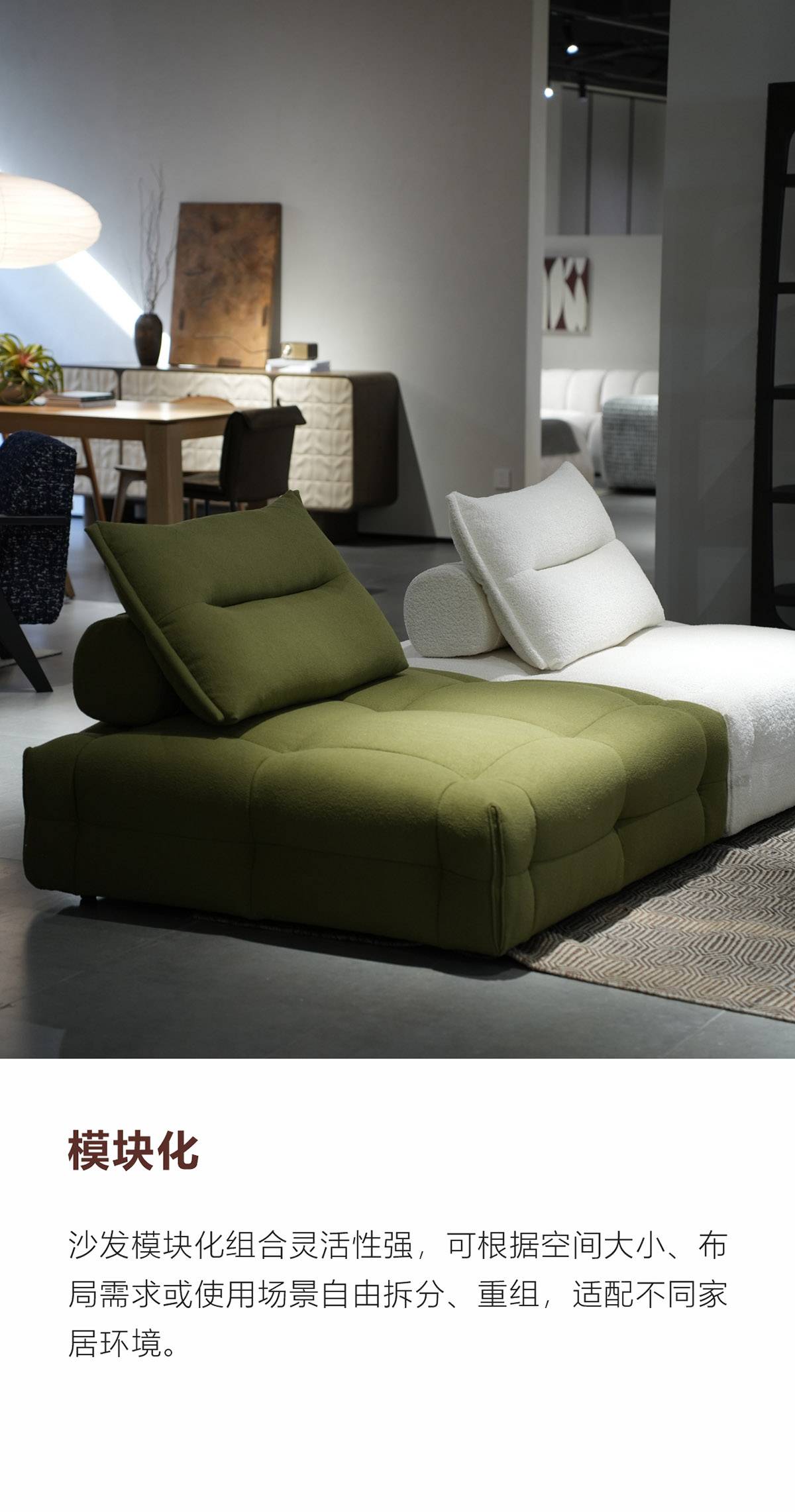 Wide shot of the modular sofa setup in a living room environment.