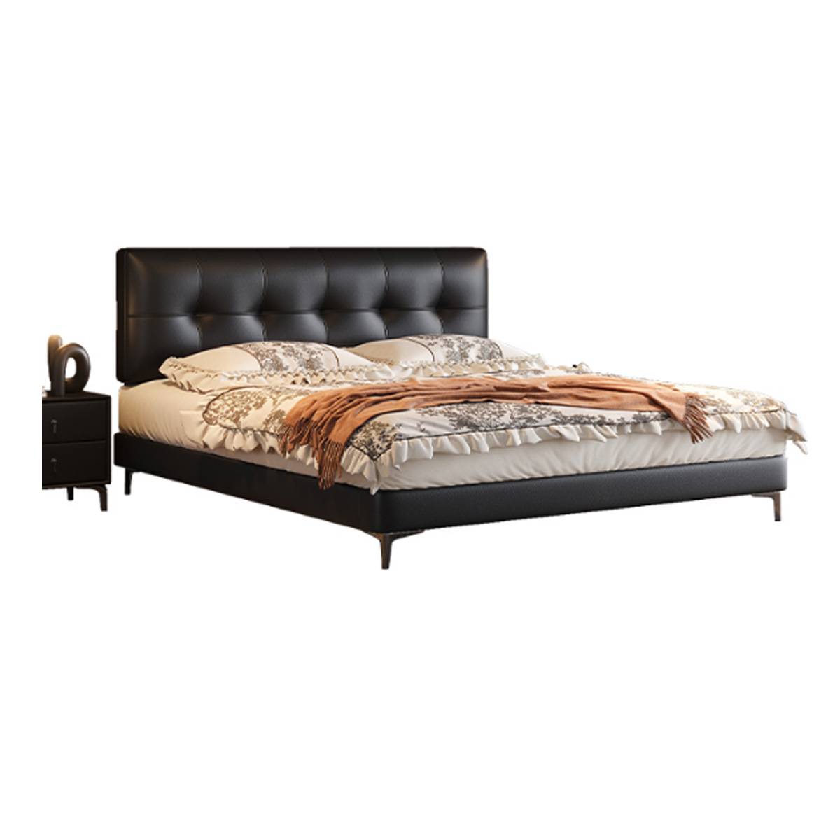 Compact Eco-Leather Upholstered Bed (A72-8085)