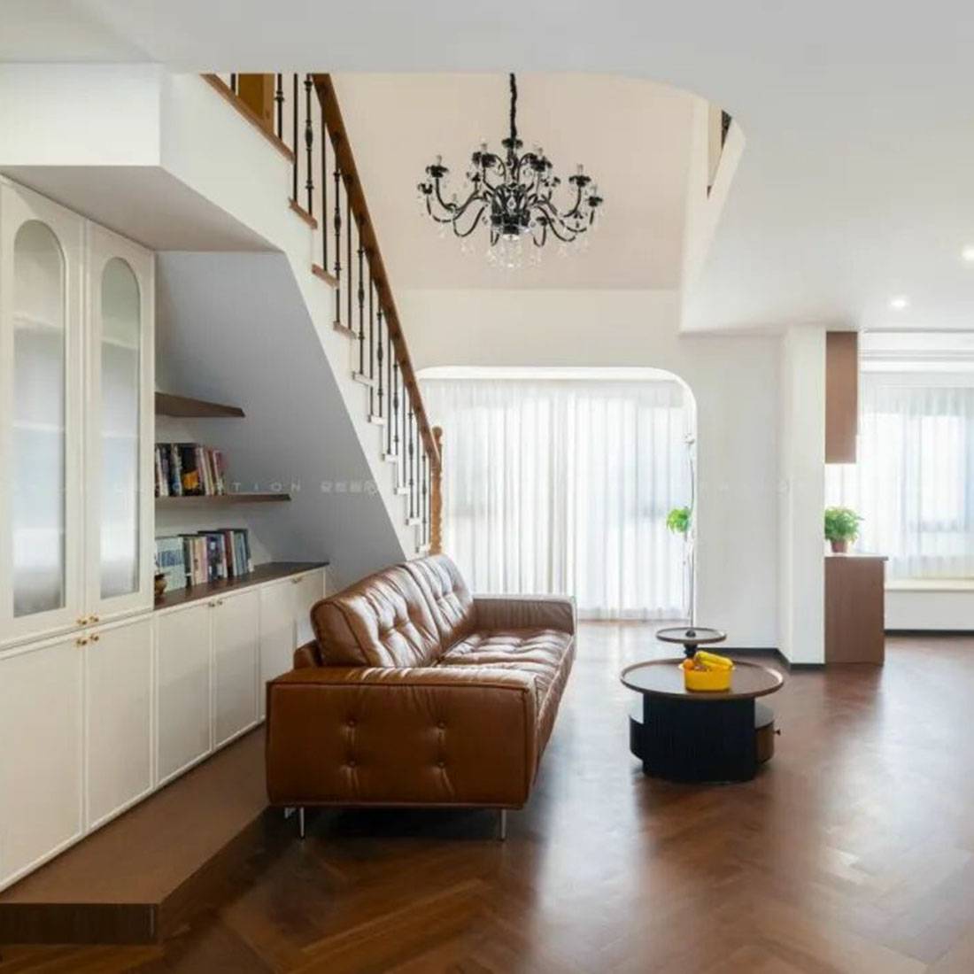 Brown Tufted Leather Sofa