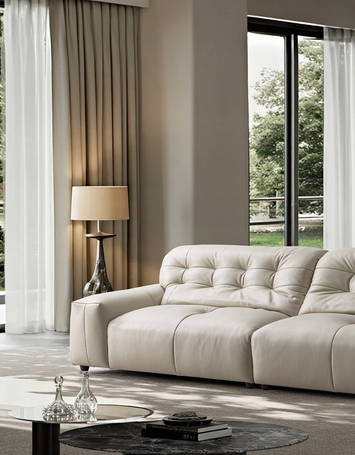 Full view of the sofa in a modern living room setting