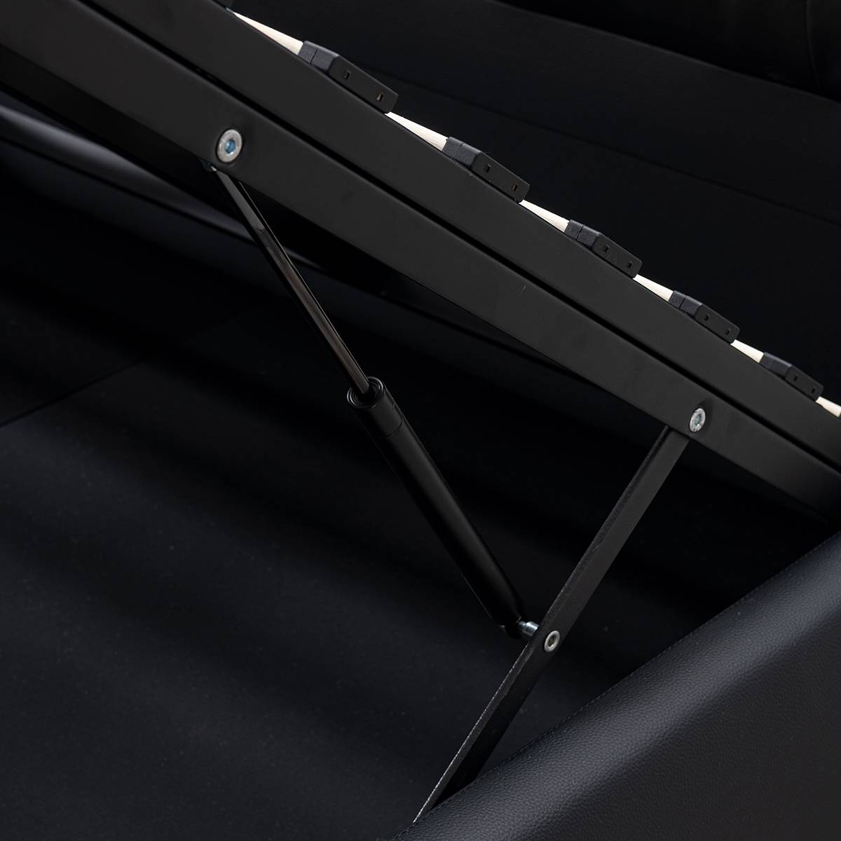 Close-up of hydraulic lift mechanism for storage