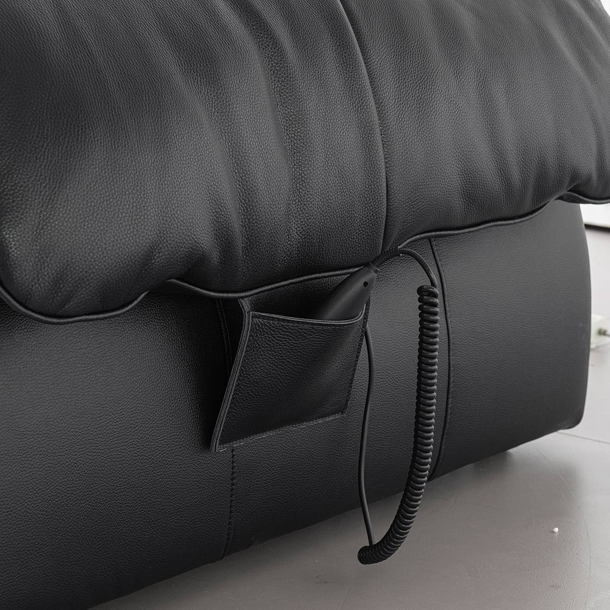 Detail shot of the side storage pocket and coiled control cord
