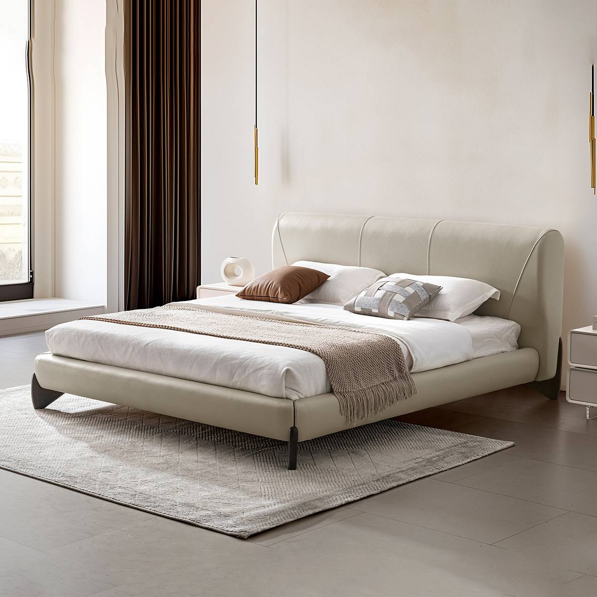 Genuine Leather Soft Bed (B02-4117)