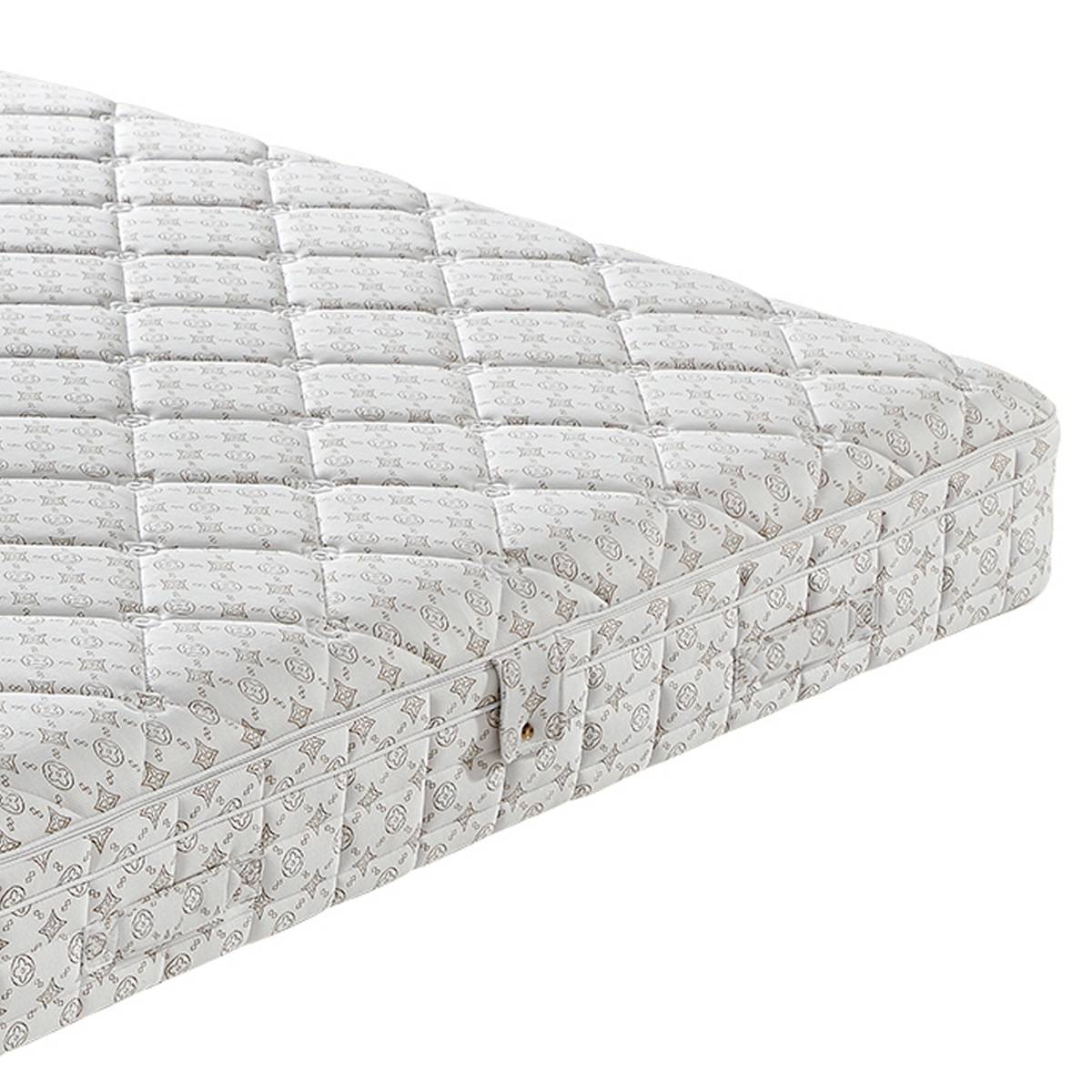 Side view of the mattress showing the zipper and fabric texture
