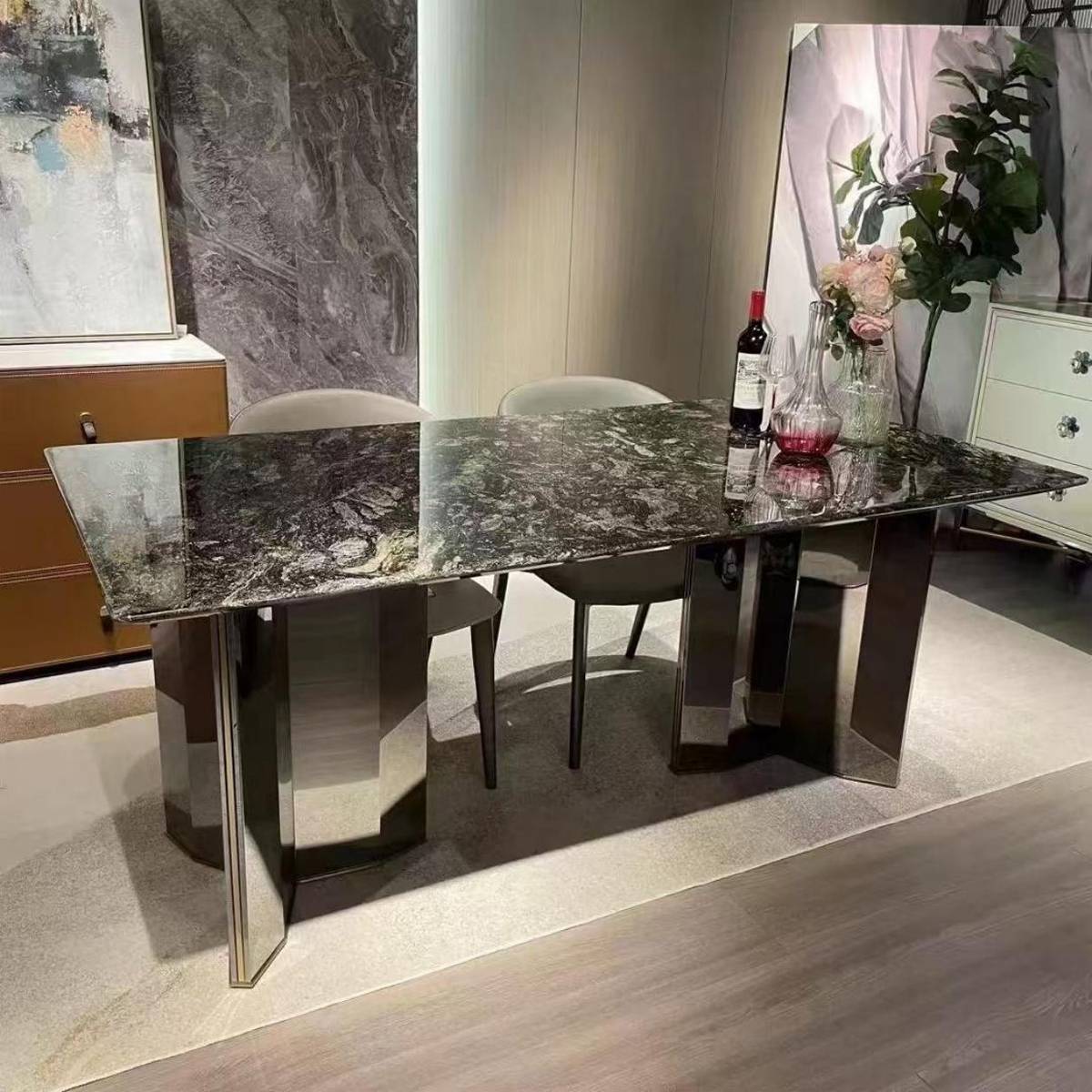 Platinum Diamond Luxury Stone Dining Table