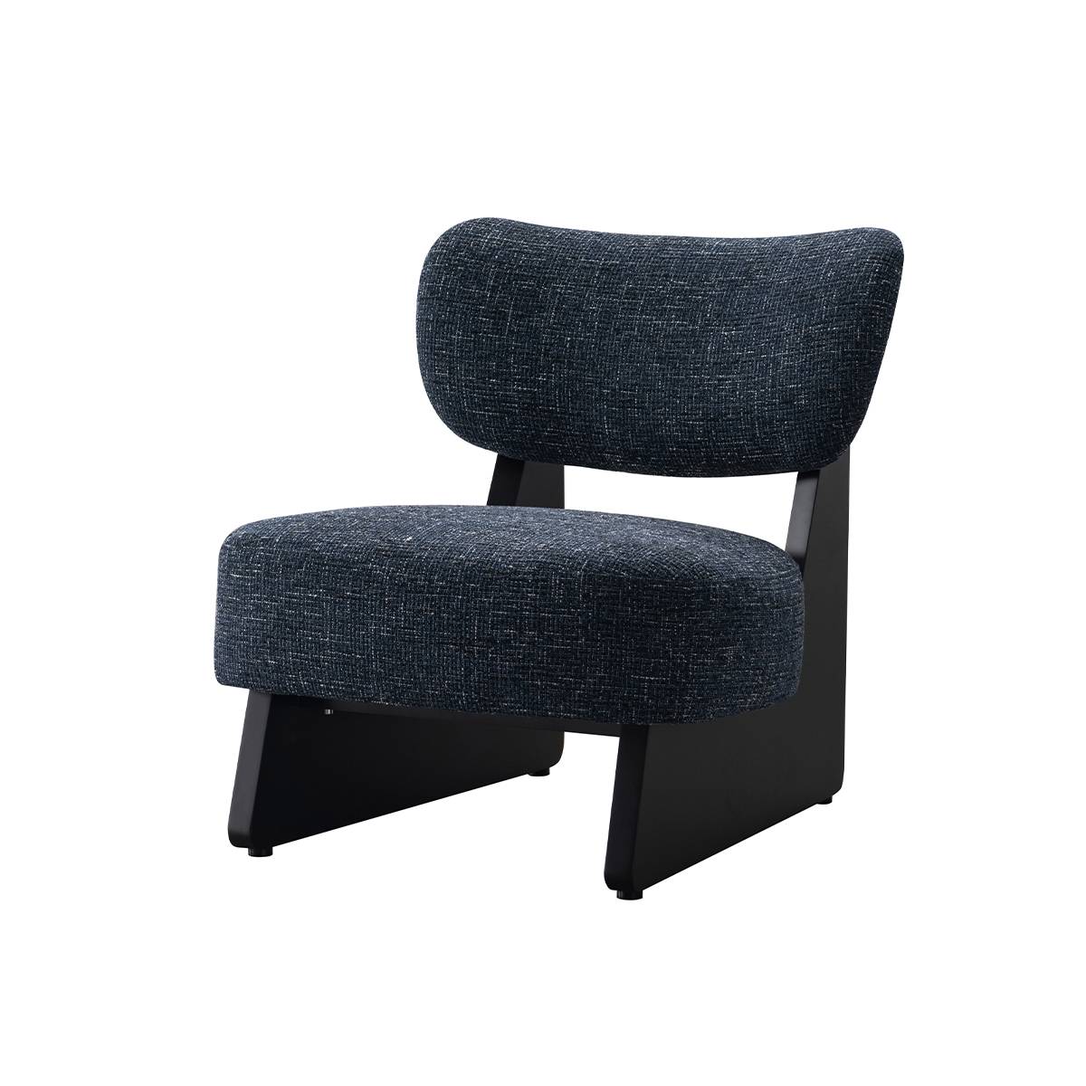 Side view of dark blue modern lounge chair