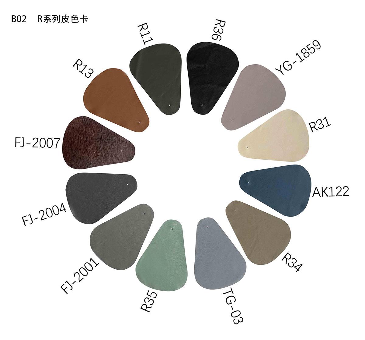B02 Genuine Leather Color Swatches