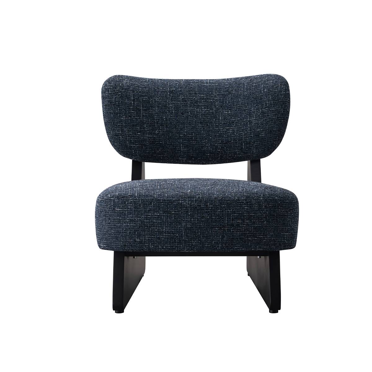 Front view of dark blue modern lounge chair