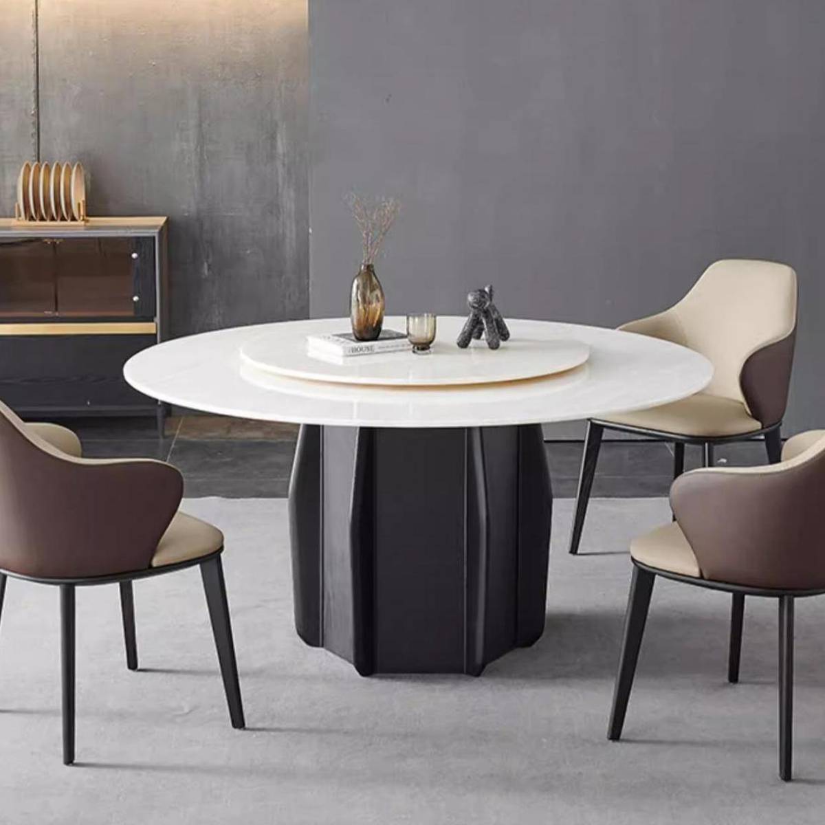 Cari Ice Jade Natural Marble Luxury Stone Round Dining Table (Z60-S78)