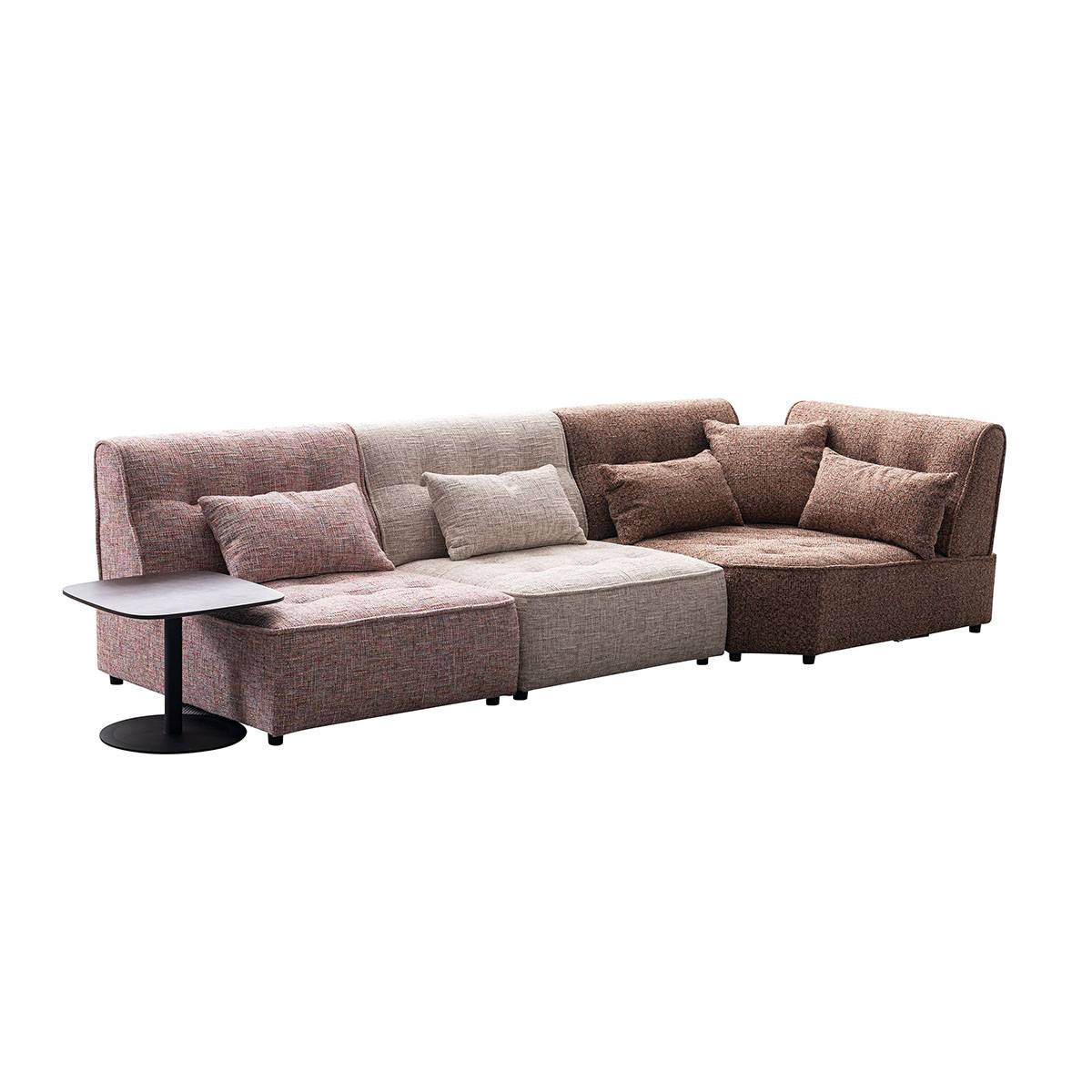 Side view of the Kumla sofa with an attached side table