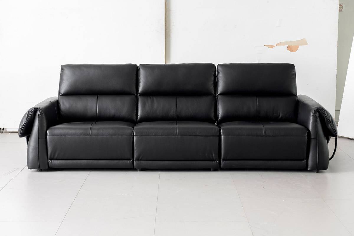 Front view of the black sofa