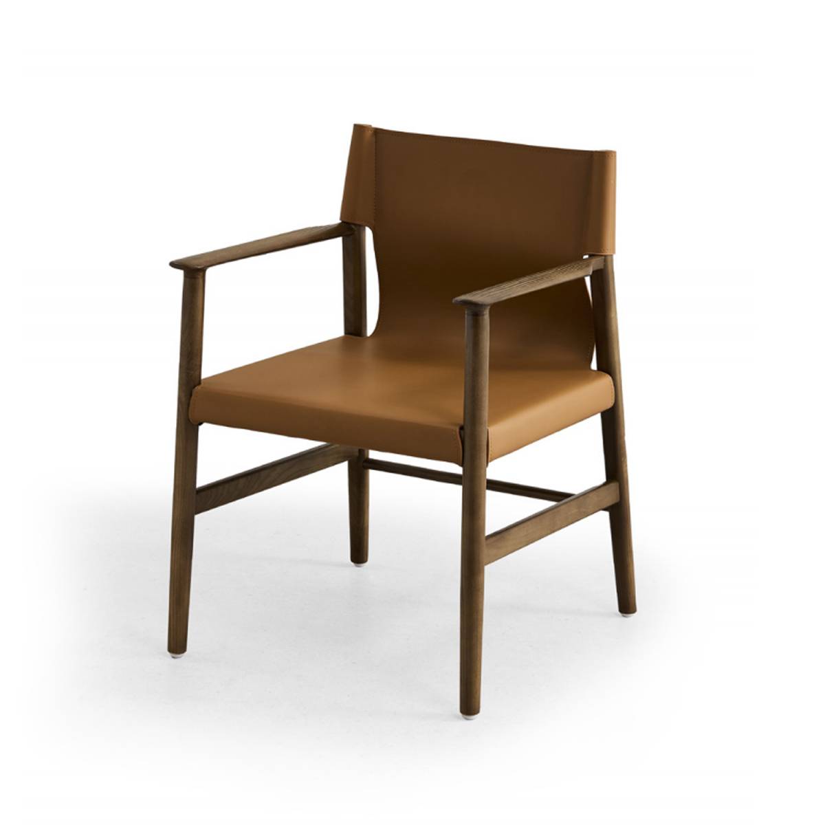 Dining Chair with Armrests, Solid Wood Legs & Saddle Leather (Z67-A38)
