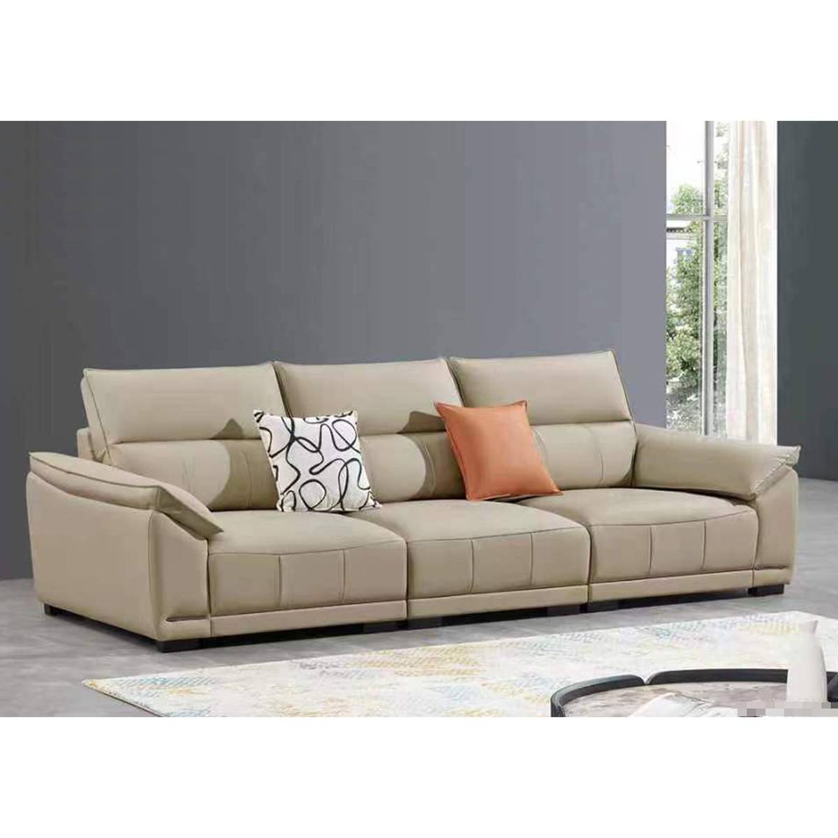 Genuine Leather Straight Sofa (A01-2358)