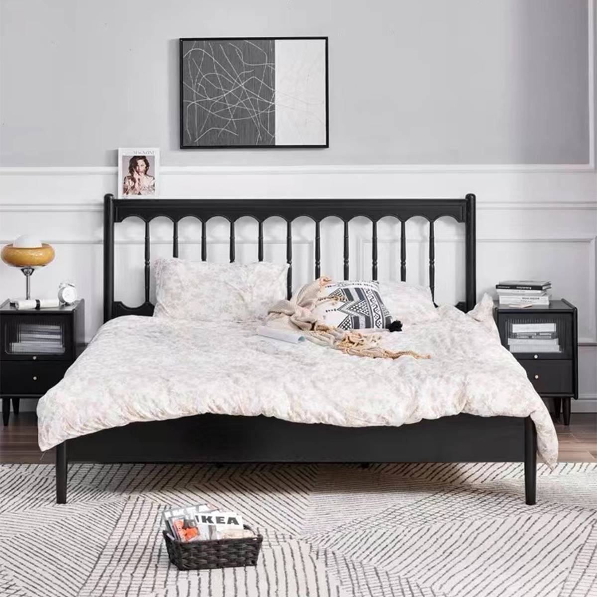 Mid-Century Solid Wood Bed 1.8M (B56-F202)