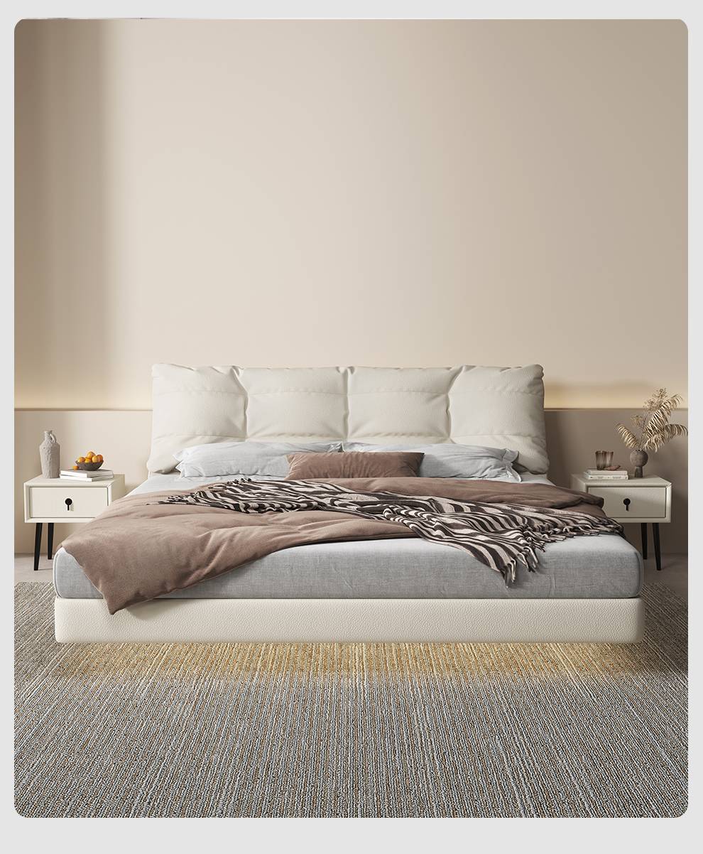 Front view of the A72 bed with bedding