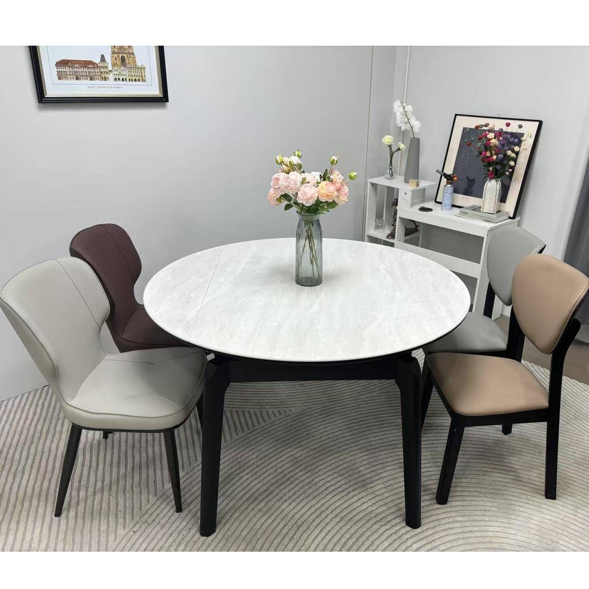 Microcrystalline Stone Functional Solid Wood Dining Table (A68-66)