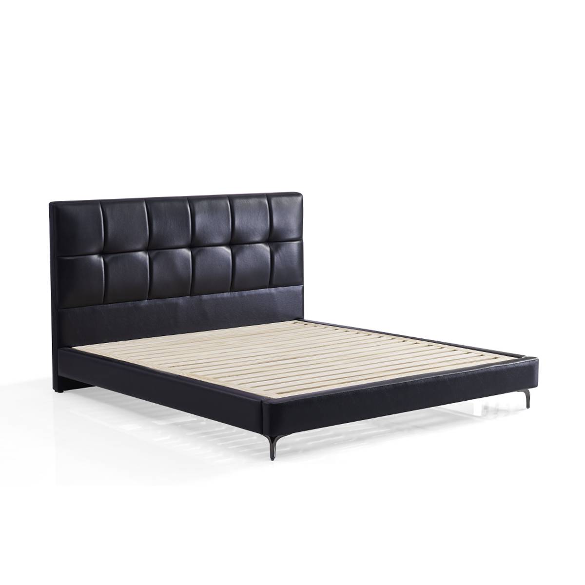Chocolate Top-Grain Leather Storage Bed with Ultra-Thin Headboard (B25-B03)
