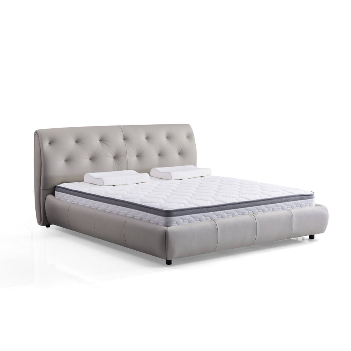 Grand Full Leather Upholstered Bed (B25-M-022)