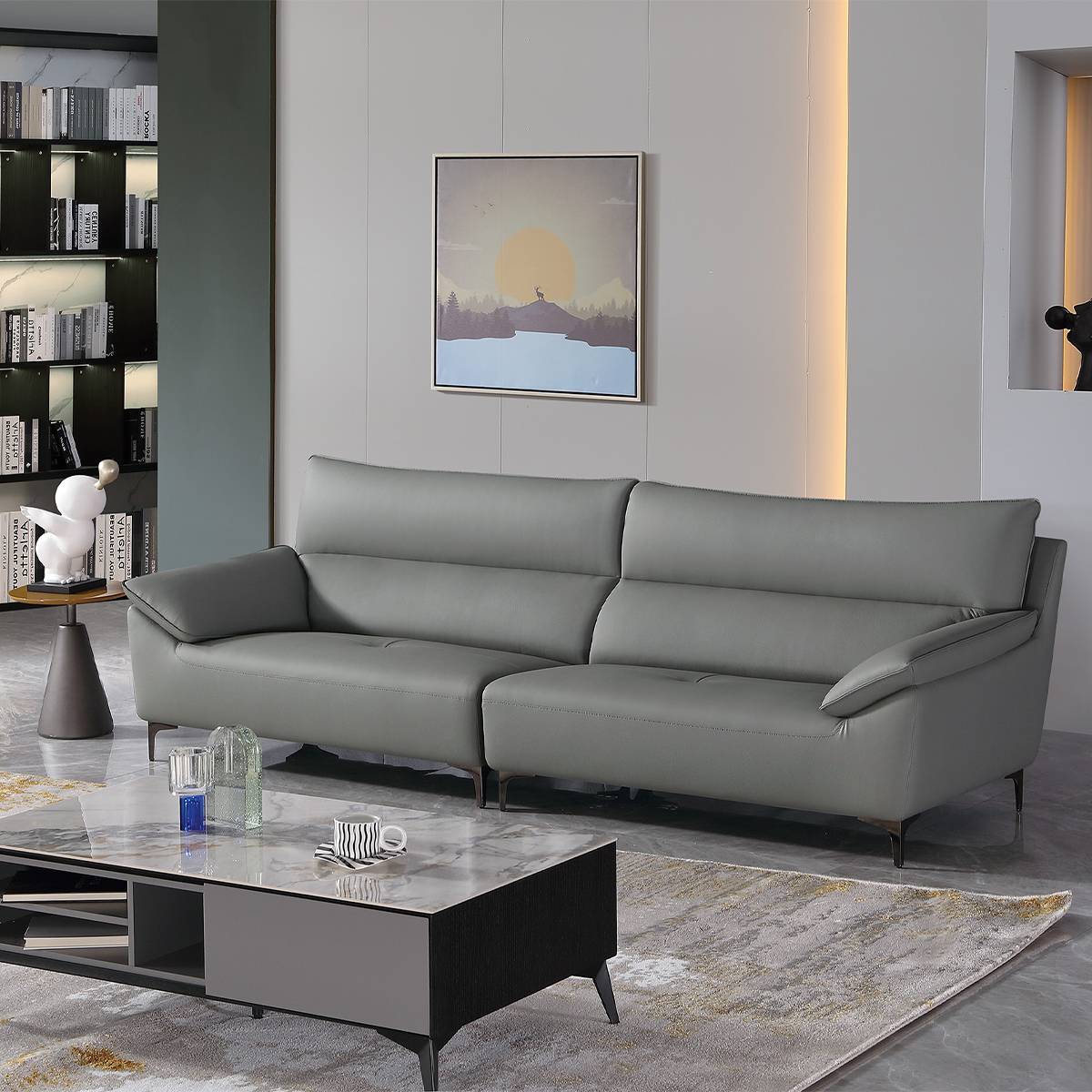Straight Leather Sofa (B04-9902)