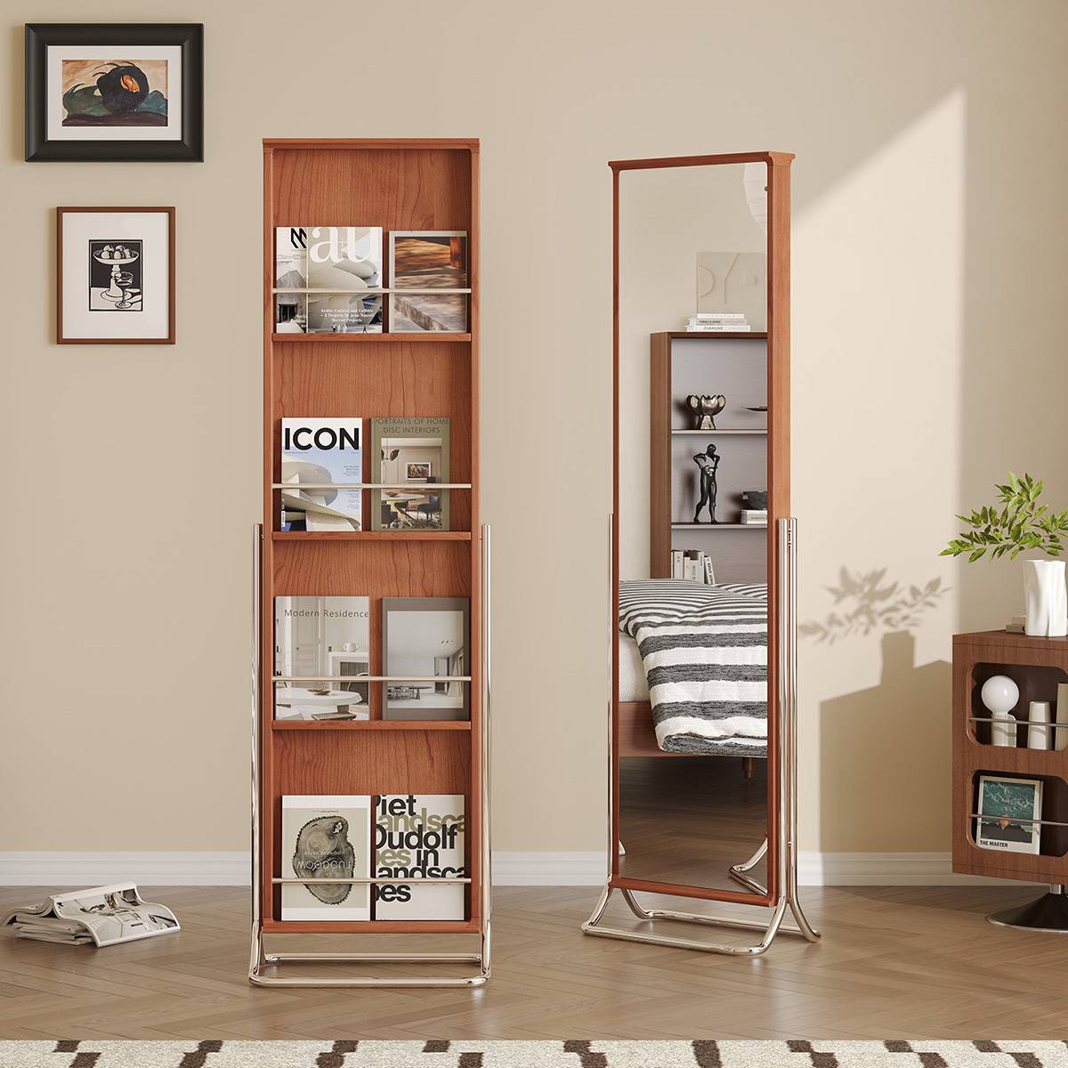 Full view of the set showing the reflection in the mirror