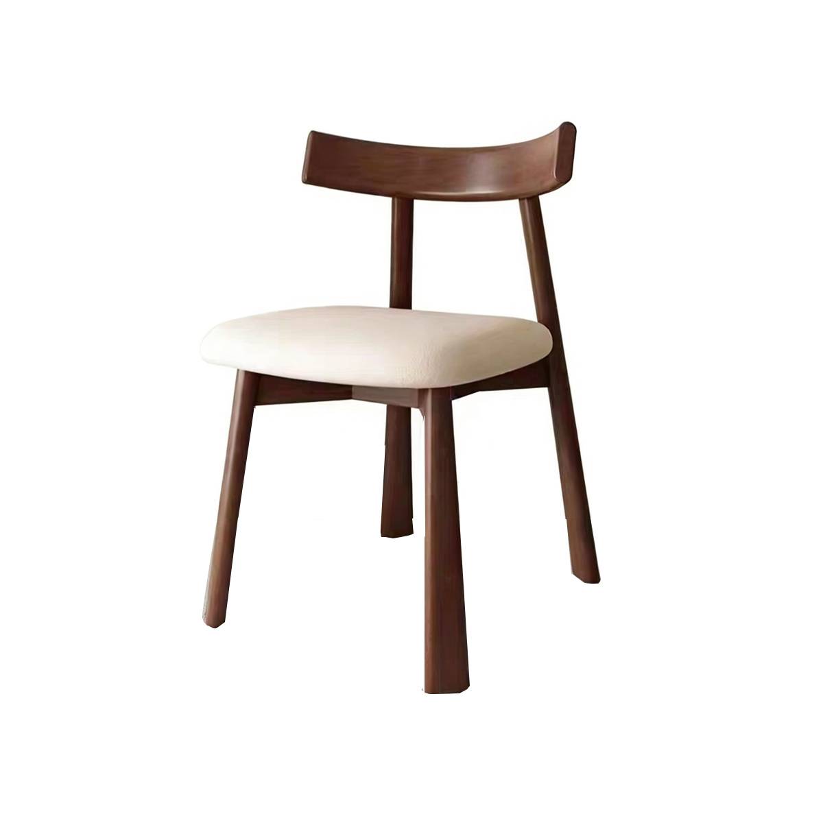 Walnut wood dining chair with cream seat