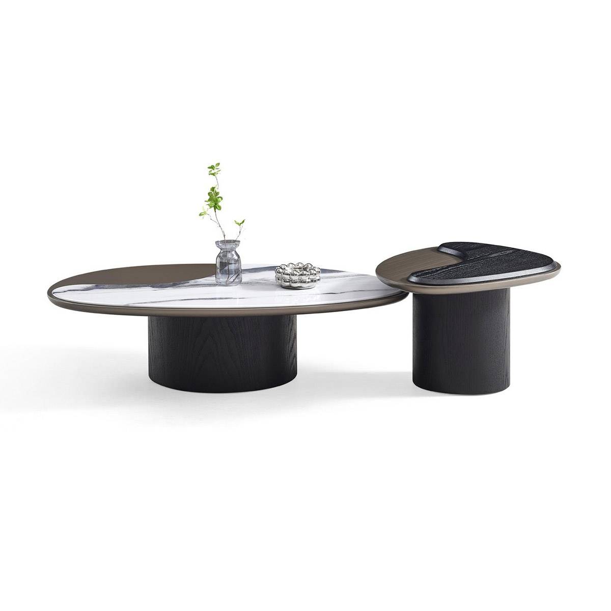 Side angle view of the combination coffee table set