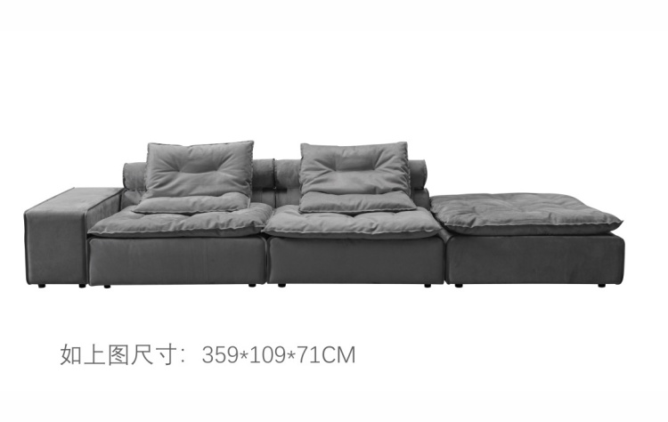 Grey L-shaped modular sofa with chaise on the right side