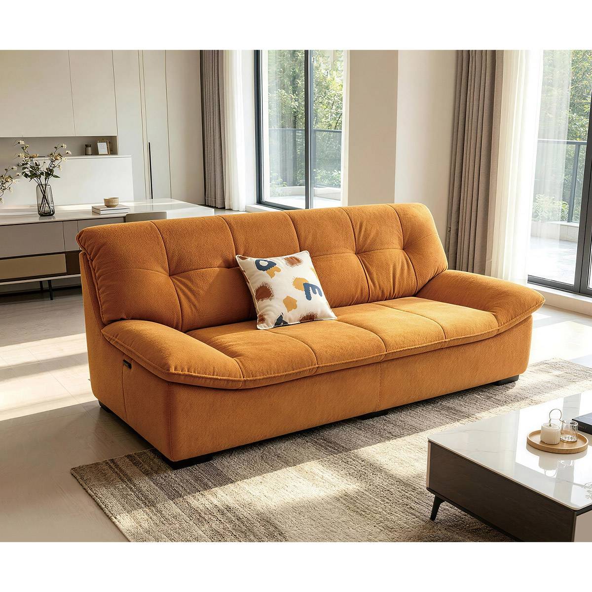 Fabric/Eco-Leather Straight Sofa (A01-2622)